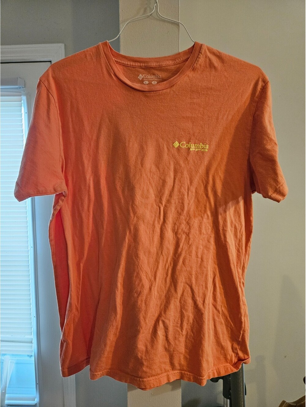 COLUMBIA PFG t shirt Adult L Orange fish graphic short sleeve mens casual cotton